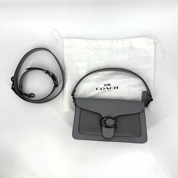 ✨Coach Tabby Pebbled Gray Granite Colorblock Shoulder Crossbody Bag Excellent - Picture 3 of 16